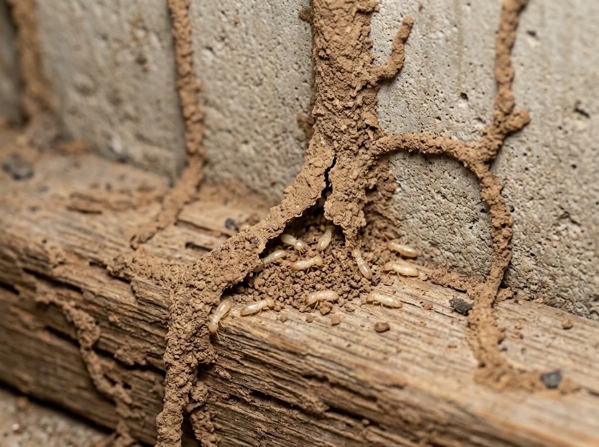 Termita Subterránea y cordones de barro